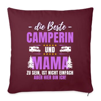 Le meilleur campeur et maman ! Excursions en camping-car - Housse de coussin décorative 45 x 45 cm - bordeaux - Devant