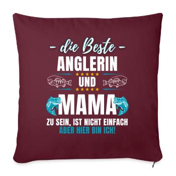 Anglerin Angel Angeln Fischen Fischerin Anglerin - Sofakissenbezug 45 x 45 cm - Burgunderrot - Vorne
