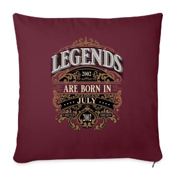 2002 Juillet Naissance Anniversaire Année de naissance - Housse de coussin décorative 45 x 45 cm - bordeaux - Devant