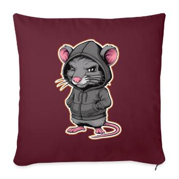 Rat cool dans un sweat à capuche élégant - Funny Animals - Housse de coussin décorative 45 x 45 cm - bordeaux - Devant