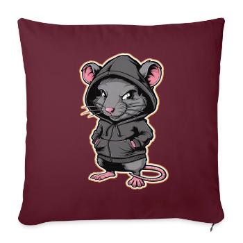 Rat cool dans un sweat à capuche élégant - Funny Animals - Housse de coussin décorative 45 x 45 cm - bordeaux - Devant