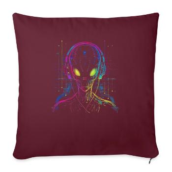 UFO Alien DJ Alien Festival Alien avec écouteurs - Housse de coussin décorative 45 x 45 cm - bordeaux - Devant
