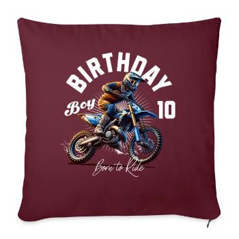 10e anniversaire de motocross - Housse de coussin décorative 45 x 45 cm - bordeaux - Devant