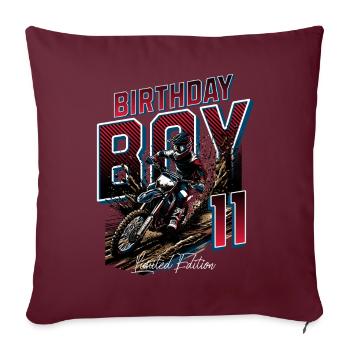 11e anniversaire de motocross - Housse de coussin décorative 45 x 45 cm - bordeaux - Devant