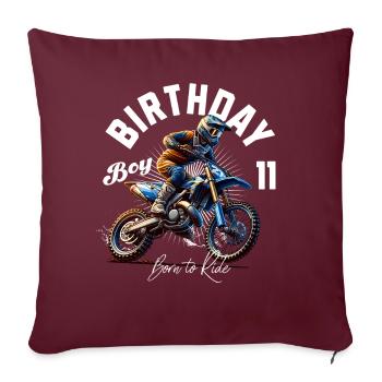 11e anniversaire de motocross - Housse de coussin décorative 45 x 45 cm - bordeaux - Devant