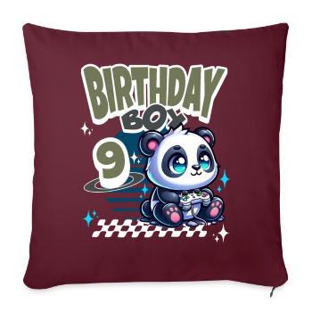 Panda de jeu pour enfants du 9e anniversaire - Housse de coussin décorative 45 x 45 cm - bordeaux - Devant