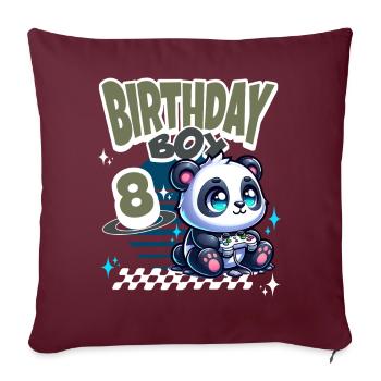 Panda de jeu pour enfants du 8e anniversaire - Housse de coussin décorative 45 x 45 cm - bordeaux - Devant