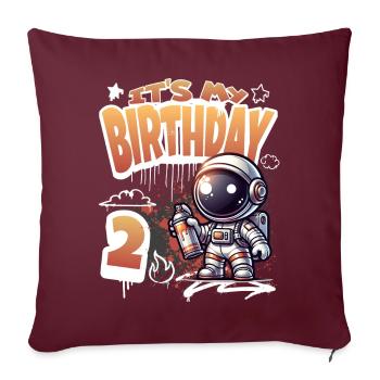 Graffiti astronaute 2ème anniversaire - Housse de coussin décorative 45 x 45 cm - bordeaux - Devant