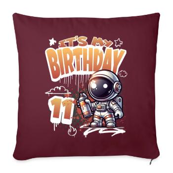 Graffiti astronaute 11e anniversaire - Housse de coussin décorative 45 x 45 cm - bordeaux - Devant