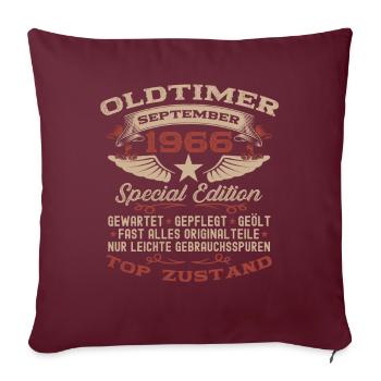 58ème anniversaire voiture classique septembre 1966 vintage 66 - Housse de coussin décorative 45 x 45 cm - bordeaux - Devant