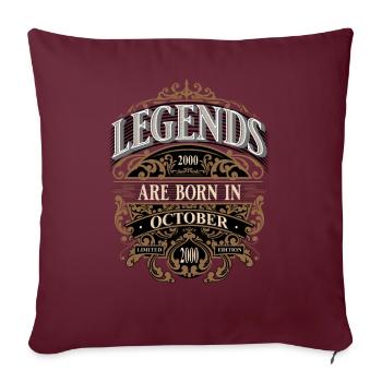 2000 Octobre Né Anniversaire Année de naissance - Housse de coussin décorative 45 x 45 cm - bordeaux - Devant