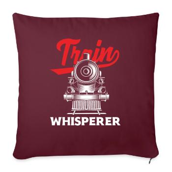 Chuchoteur de train - Housse de coussin décorative 45 x 45 cm - bordeaux - Devant