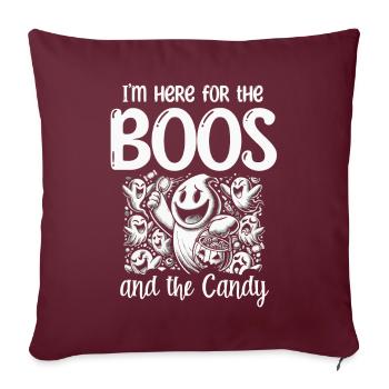 Je suis ici pour les huées et les bonbons, Halloween - Housse de coussin décorative 45 x 45 cm - bordeaux - Devant
