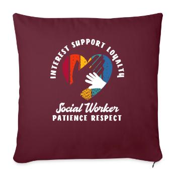 Travailleur social Intérêt Soutien Loyauté - Housse de coussin décorative 45 x 45 cm - bordeaux - Devant