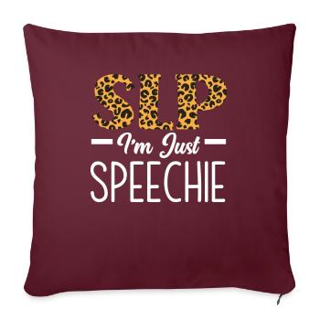 SLP I’m Just Speechie Imprimé léopard - Housse de coussin décorative 45 x 45 cm - bordeaux - Devant