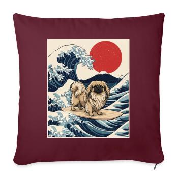 Pekingese Great Wave - Peke Dog Mom Dad Lap Dog - Sofa pillowcase 17,3'' x 17,3'' (45 x 45 cm) - burgundy - Front