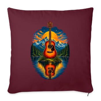 Acoustic Guitar Sunset By The Lake - Sofakissenbezug 45 x 45 cm - Burgunderrot - Vorne
