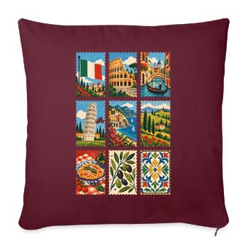 Italien Briefmarken - Sofakissenbezug 45 x 45 cm - Burgunderrot - Vorne
