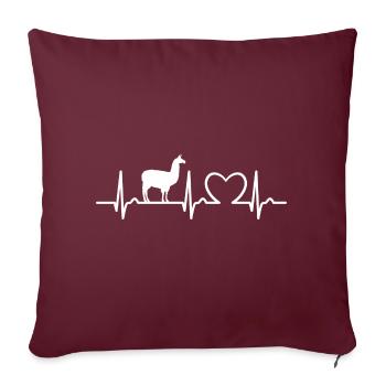 Herzkurve - Puls Lama - Alpaga, nature, protection des espèces - Housse de coussin décorative 45 x 45 cm - bordeaux - Devant