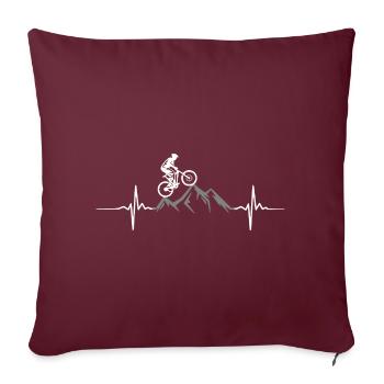 VTT + montagne = rythme cardiaque - Housse de coussin décorative 45 x 45 cm - bordeaux - Devant