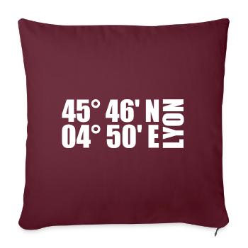 Coordonnées de Lyon - Housse de coussin décorative 45 x 45 cm - bordeaux - Devant