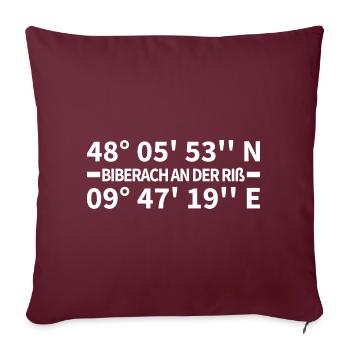 Biberach an der Riß Koordinaten - Sofakissenbezug 45 x 45 cm - Burgunderrot - Vorne