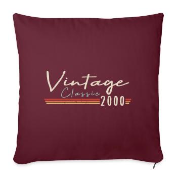 Vintage Original depuis 2000 Anniversaire Rétro 2000 - Housse de coussin décorative 45 x 45 cm - bordeaux - Devant