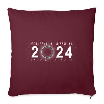 Eclipse de Soleil Gainesville Missouri 8 avril 2024 - Housse de coussin décorative 45 x 45 cm - bordeaux - Devant