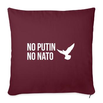 NO PUTIN NO NATO mit Friedenstaube - Sofakissenbezug 45 x 45 cm - Burgunderrot - Vorne