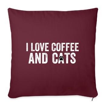 J’aime le café et les chats - Housse de coussin décorative 45 x 45 cm - bordeaux - Devant