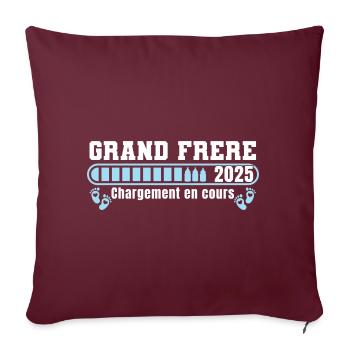 Grand Frère 2025 Cadeau Annonce Naissance 2025 - Housse de coussin décorative 45 x 45 cm - bordeaux - Devant