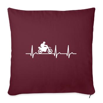 EKG Kurve - Herzkurve - Puls - Motorrad - Touring - Sofakissenbezug 45 x 45 cm - Burgunderrot - Vorne