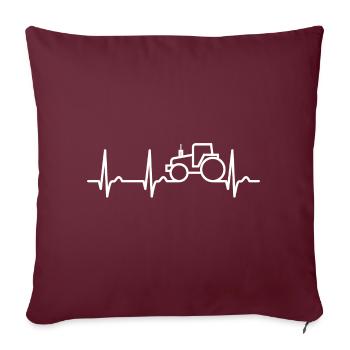 Courbe cardiaque - Pulse - Agriculteur - Tracteur Agriculture - Housse de coussin décorative 45 x 45 cm - bordeaux - Devant