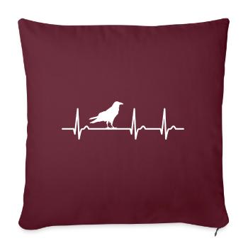 Courbe ECG - courbe cardiaque - pouls - corbeau blanc - nature - Housse de coussin décorative 45 x 45 cm - bordeaux - Devant