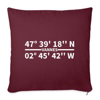 Vannes Koordinaten - Sofakissenbezug 45 x 45 cm - Burgunderrot - Vorne