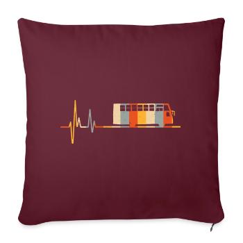 Chauffeur de bus Heartbeat Bus ECG Bus Retro - Housse de coussin décorative 45 x 45 cm - bordeaux - Devant