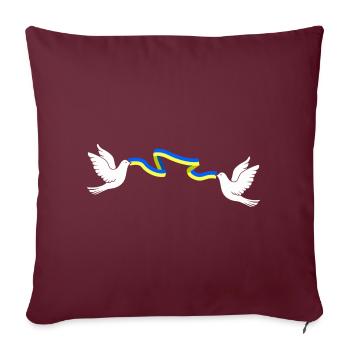 Ruban de colombe Ukraine Deux colombes mordant Le drapeau de l’Ukraine - Housse de coussin décorative 45 x 45 cm - bordeaux - Devant