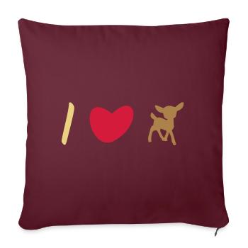 ★ Couleurs de conception modifiables ★ J'aime les faons - Housse de coussin décorative 45 x 45 cm - bordeaux - Devant