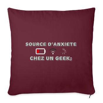 Source d Anxiété Chez un Geek - Housse de coussin décorative 45 x 45 cm - bordeaux - Devant