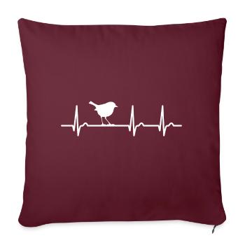 Courbe ECG - courbe cardiaque - pouls - oiseau chanteur - nature - Housse de coussin décorative 45 x 45 cm - bordeaux - Devant