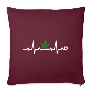 ECG de feuille de cannabis - Housse de coussin décorative 45 x 45 cm - bordeaux - Devant