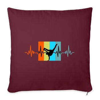 Breakdance Herzschlag retro Geschenk - Sofakissenbezug 45 x 45 cm - Burgunderrot - Vorne
