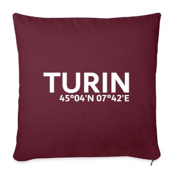 Turin Koordinaten - Sofakissenbezug 45 x 45 cm - Burgunderrot - Vorne
