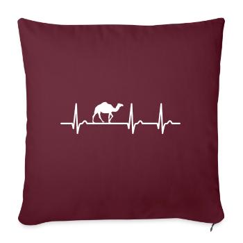 Courbe ECG - courbe cardiaque - pouls - chameau - dromadaire - Housse de coussin décorative 45 x 45 cm - bordeaux - Devant
