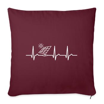 Courbe ECG - courbe cardiaque - pouls - photovoltaïque - Housse de coussin décorative 45 x 45 cm - bordeaux - Devant