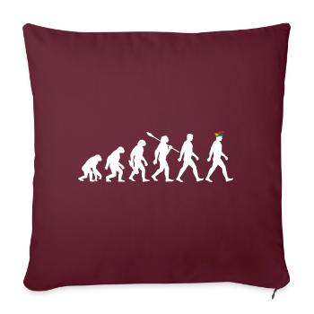 Evolution - Karneval - Narrenkappe - Verkleidung - Sofakissenbezug 45 x 45 cm - Burgunderrot - Vorne