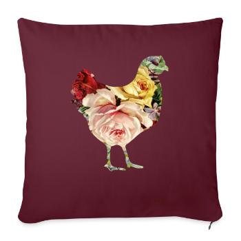 poulet fleur - Housse de coussin décorative 45 x 45 cm - bordeaux - Devant