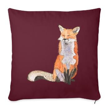 Fox sitting satisfait Renard intelligent - Housse de coussin décorative 45 x 45 cm - bordeaux - Devant