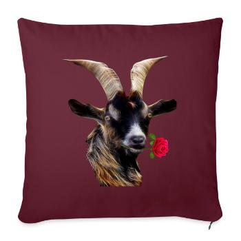 Romantische Ziege mit eine Rose - Sofakissenbezug 45 x 45 cm - Burgunderrot - Vorne