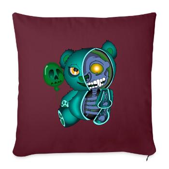 Skull Ours en peluche squelette Halloween idée cadeau - Housse de coussin décorative 45 x 45 cm - bordeaux - Devant
